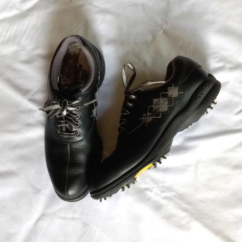 Footjoy Argil Stitch Womens Black Gray Spiked Golf Shoe Lace Up Cleats Size 6.5M